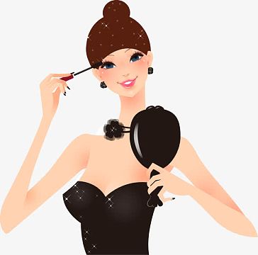 化妆女人卡通素材_化妆女人卡通图片元素-觅元素