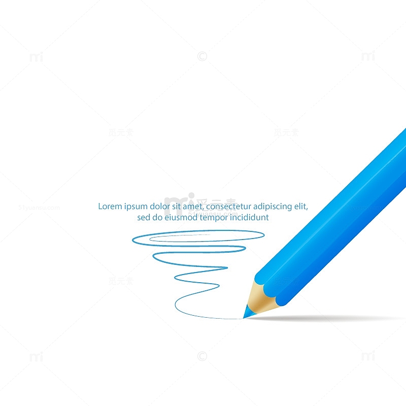 蓝色彩色铅笔文本背景矢量图