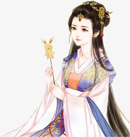 手拿兔子金钗的古风美女