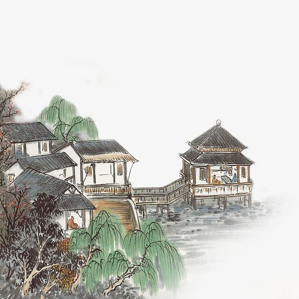 关键词 : 绿柳树,房屋,水墨画,树木[声明] 觅元素该素材为共享素材,该