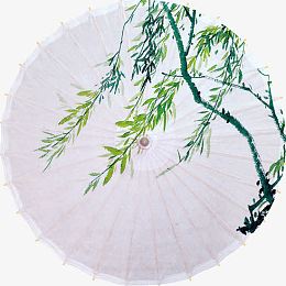 油纸伞上的柳树