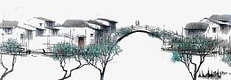 水墨柳树传统书画