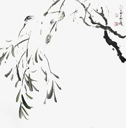 水墨装饰柳树画