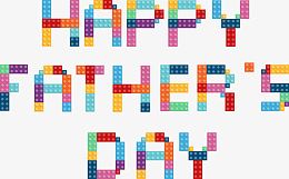 乐高英文父亲节快乐艺术字矢量