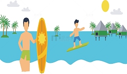 矢量图冲浪