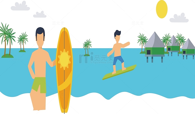 矢量图冲浪