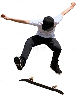 玩滑板的阳光帅气大男孩