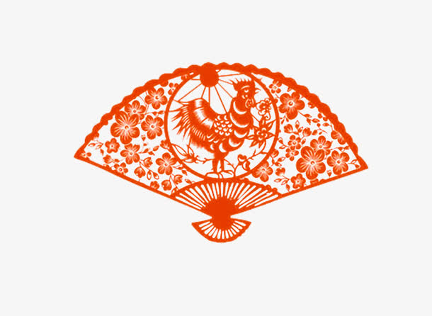 红色中国风扇子装饰图案