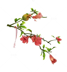 手绘石榴花御守