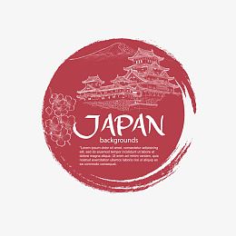 红色日式海报素材