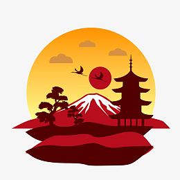 红色日式海报素材