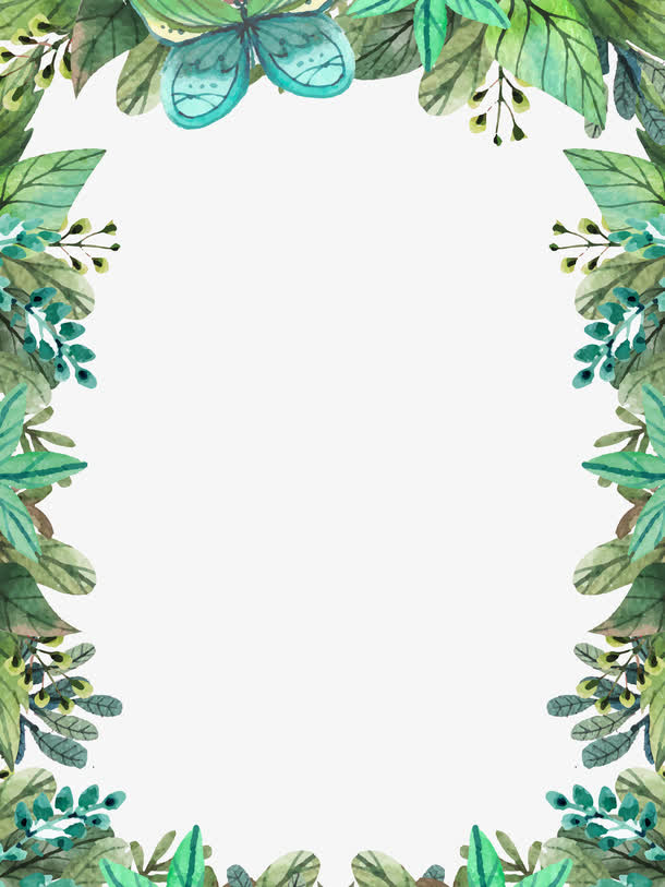 夏日水彩手绘植物边框