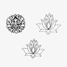 藏族手绘黑白稿简约风矢量图