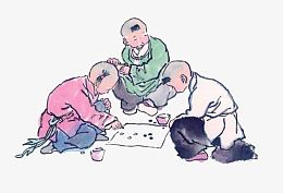 水墨儿童下棋