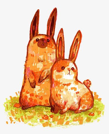 手绘中秋兔子装饰元素