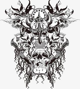 矢量头骨花纹图案