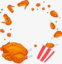 png美味香喷喷的全家桶pngpng炸鸡翅套餐pngpng卡通手绘炸鸡翅可乐