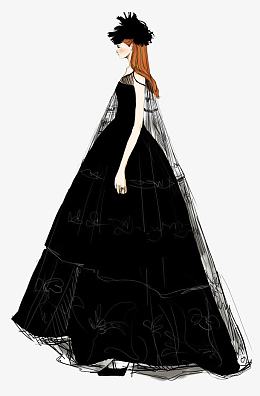 高端女式晚礼服插画