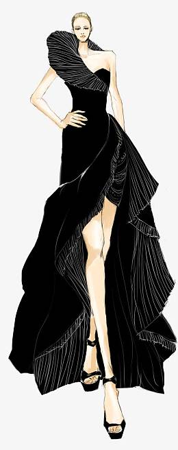 高端女式晚礼服插画