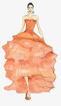 高端女式晚礼服插画