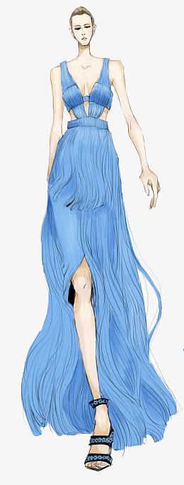 高端女式晚礼服插画