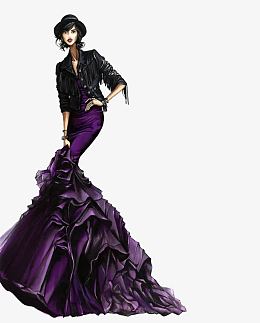 高端女式晚礼服插画