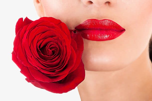 玫瑰花与美女红唇