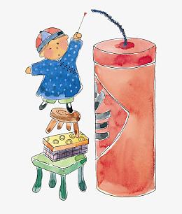 点鞭炮的小男孩