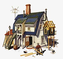 建房子建筑插画