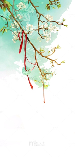 中国古风水彩插画素材