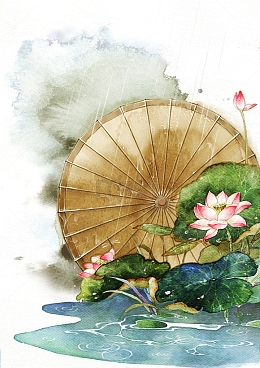 唯美古风水彩插画