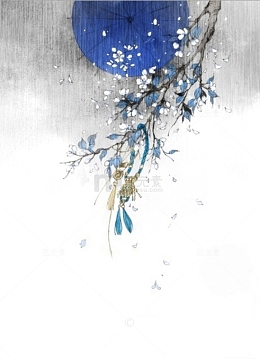 唯美古风水彩插画