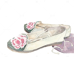 唯美古风水彩插画