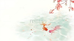 中国古风水彩插画素材