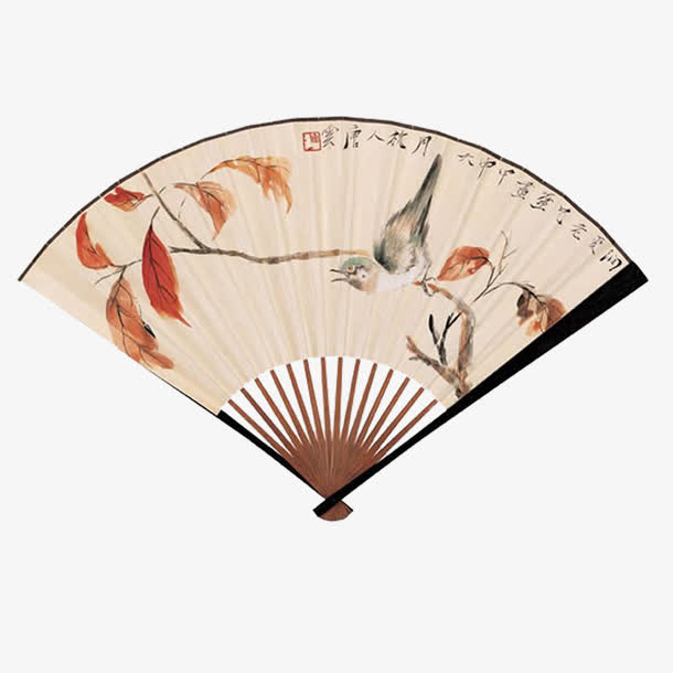 淡雅花鸟工笔画折扇