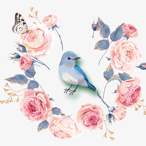 手绘花鸟素材免费下载_觅元素