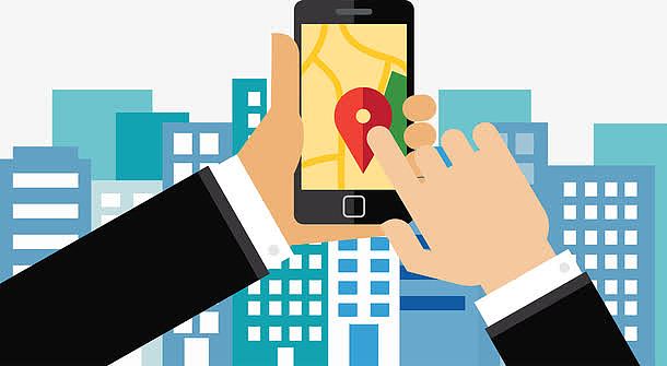 现代手机卫星定位矢量图