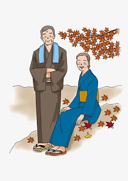 穿着和服的老年人