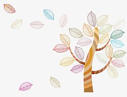 彩色漂浮手绘树叶