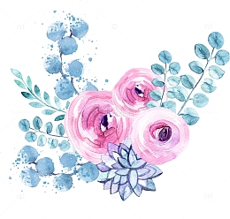 粉色泼墨玫瑰花