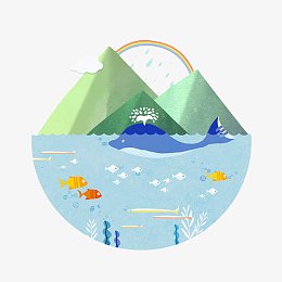 手绘悬浮山