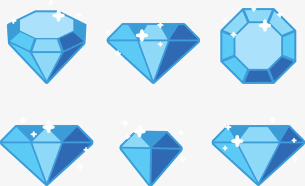 矢量手绘蓝色卡通宝石