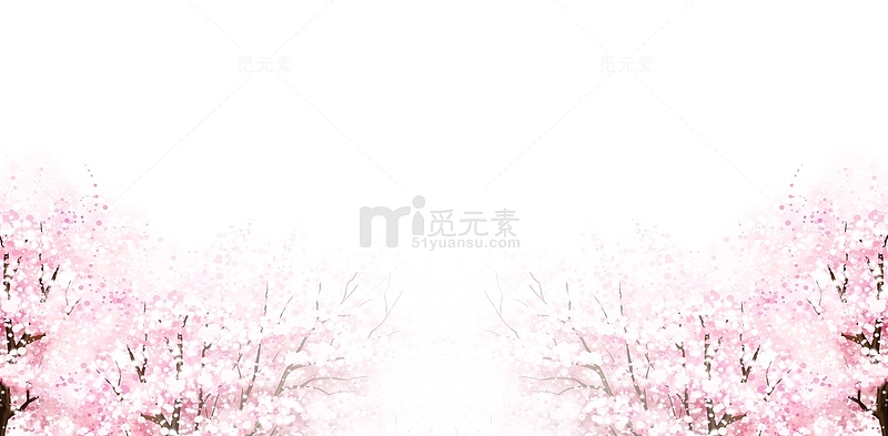 粉色桃花树云朵装饰背景
