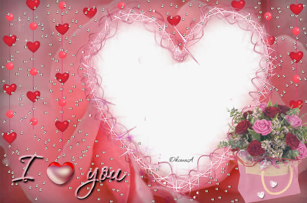 粉色爱心相框背景装饰