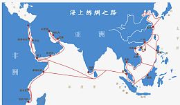 海上丝绸之路线路图免抠素材