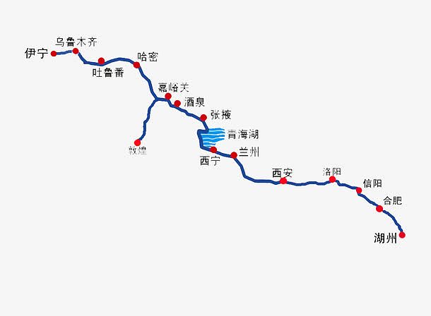 丝绸之路中国境内线路图