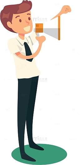 对着喇叭讲话的小人