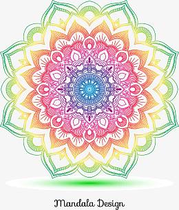 矢量手绘彩色花朵装饰图案