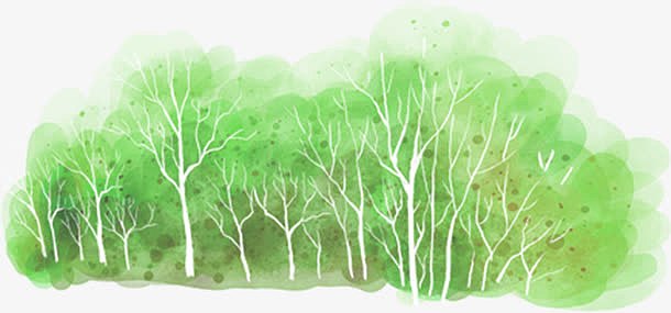 高清绿色绘画清新树木