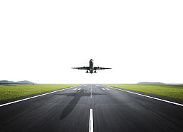 跑道上起飞的客机高清摄影图片